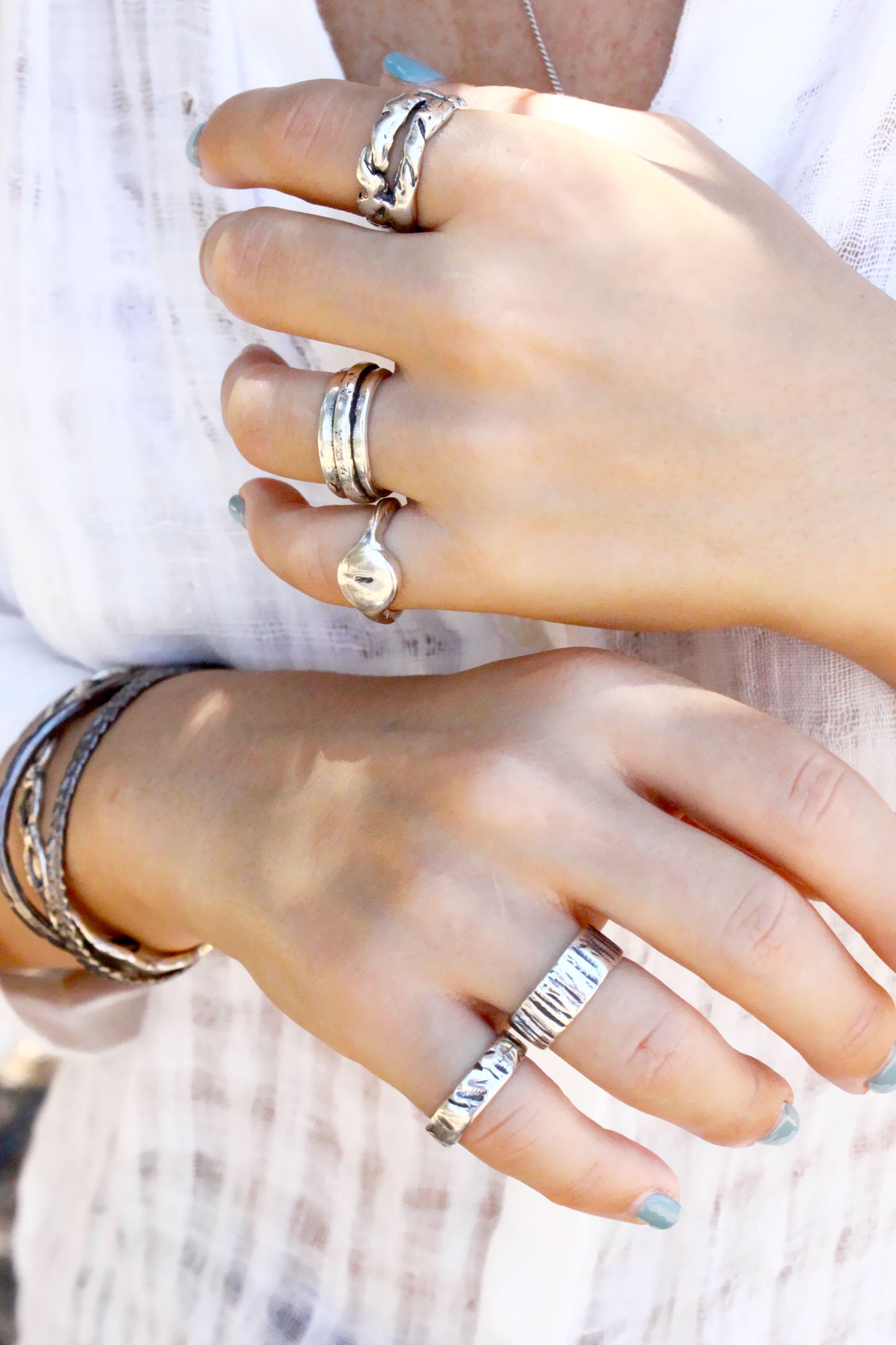 multiple rings with personalized monogram letter