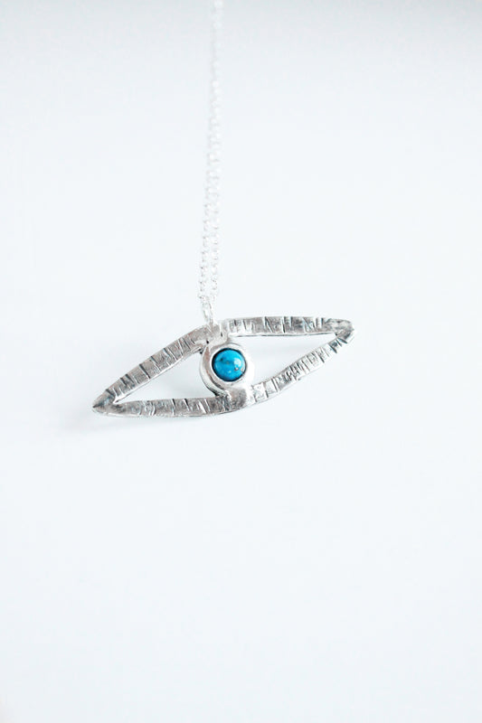 Eye Crystal Necklace Silver