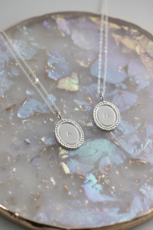 Silver personalized initials monogram necklace