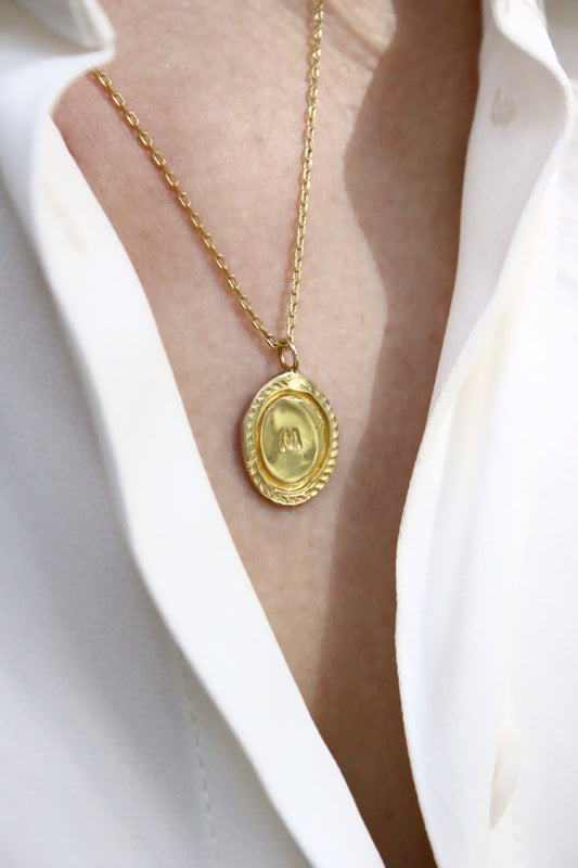 Gold personalized initials monogram necklace