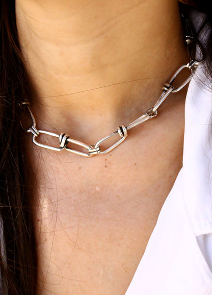 Statement silver chain necklace.