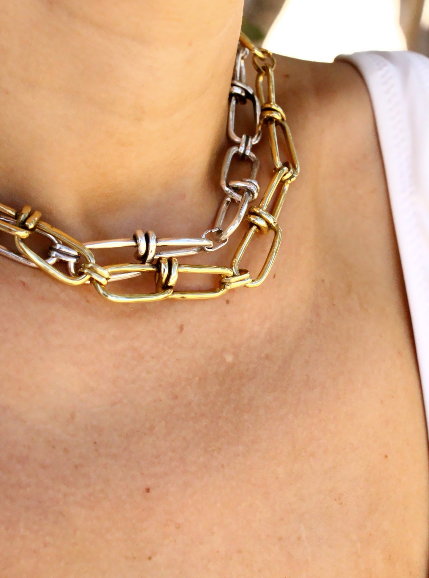 Gold and silver chain necklace 