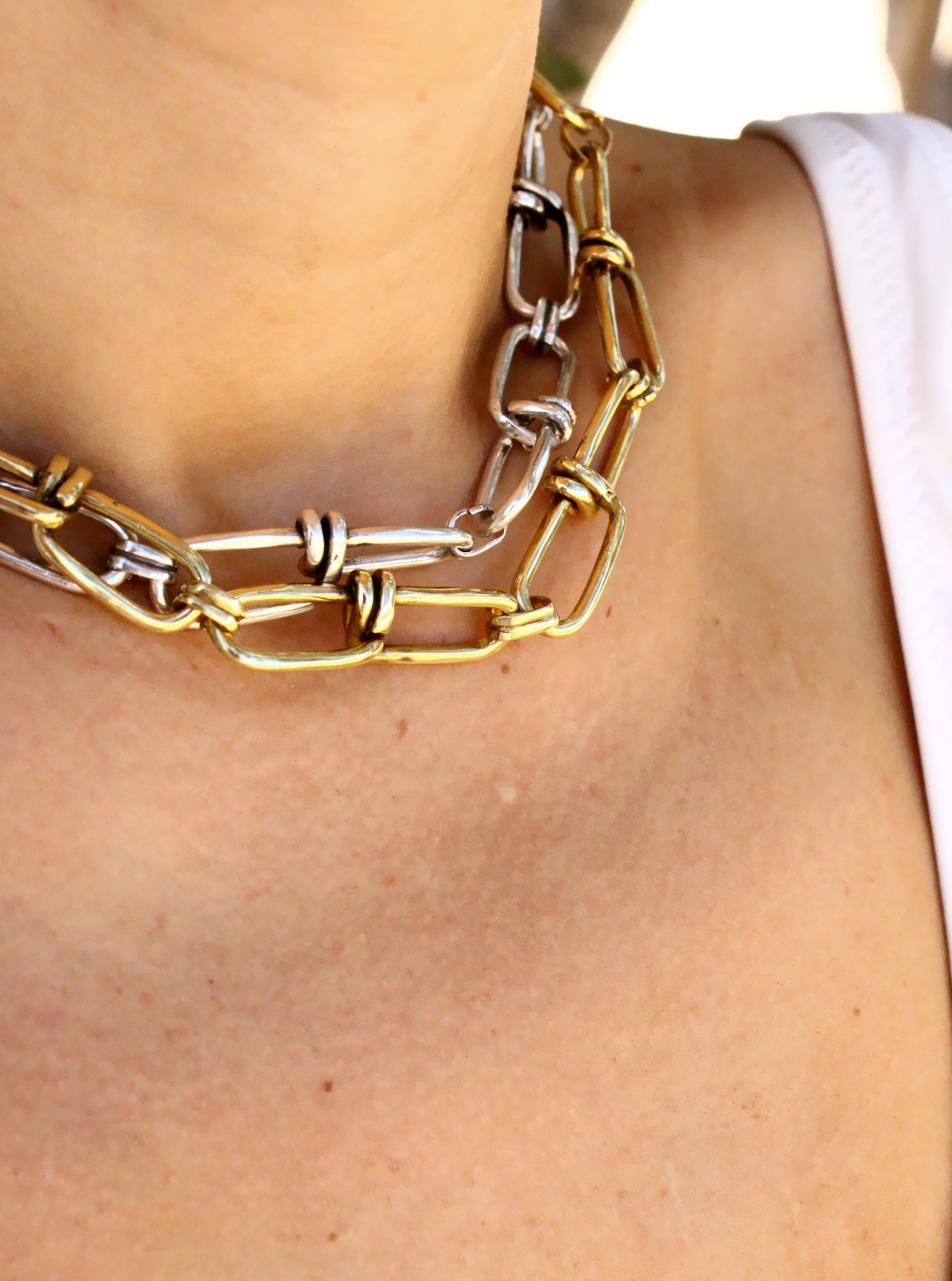 Gold and silver chain necklace 