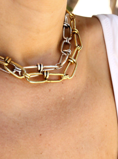 Gold and silver chain necklace 