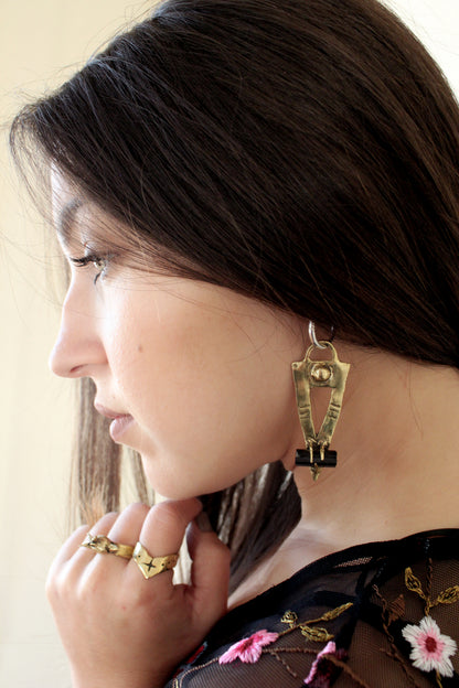 Black tourmaline earrings hoops