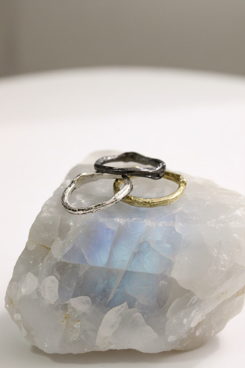 Three rings of different metals 