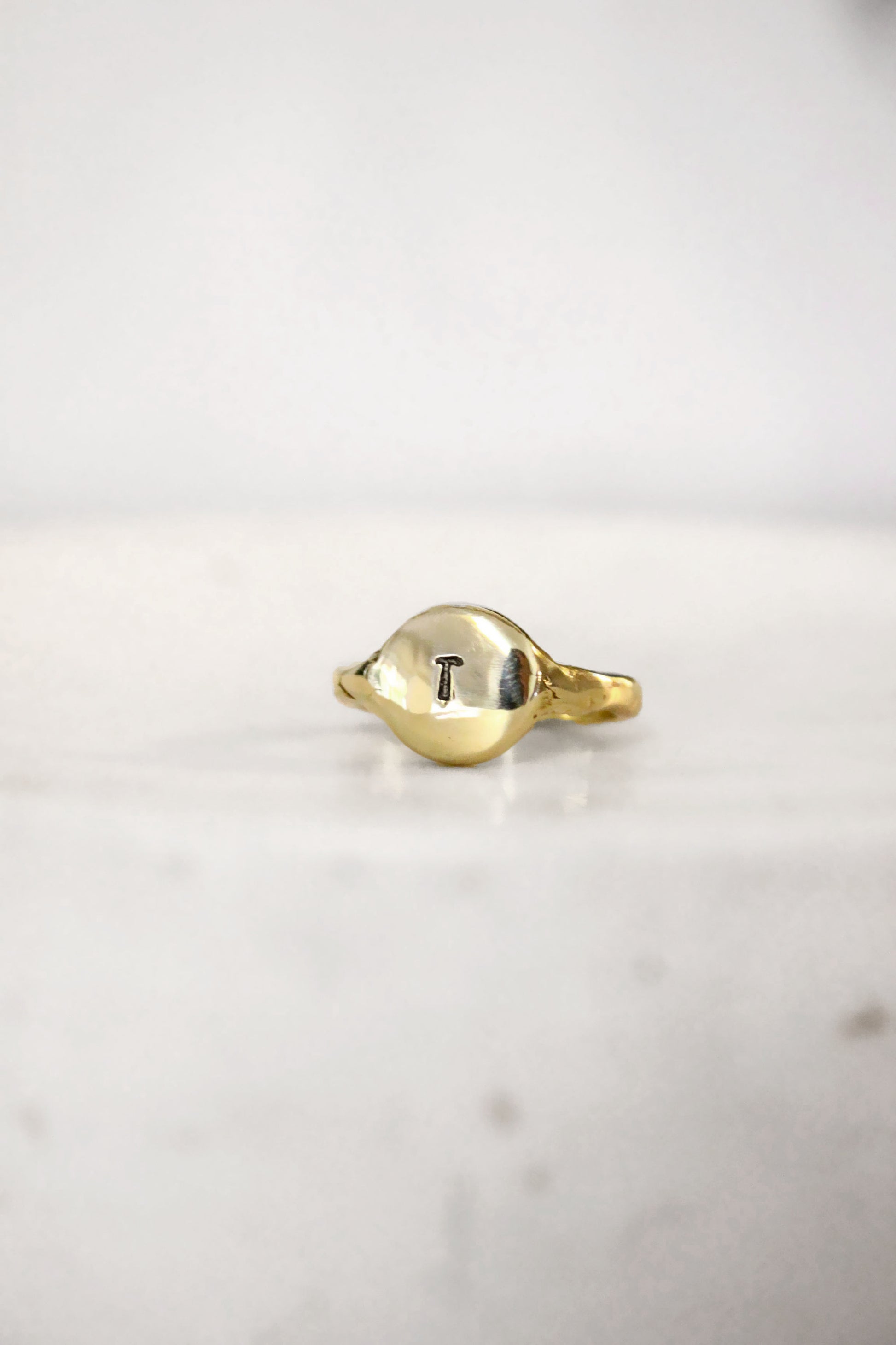 Gold personalized monogram letter ring