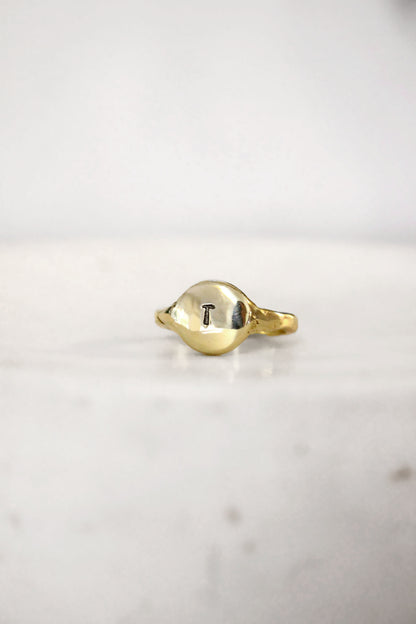 Gold personalized monogram letter ring