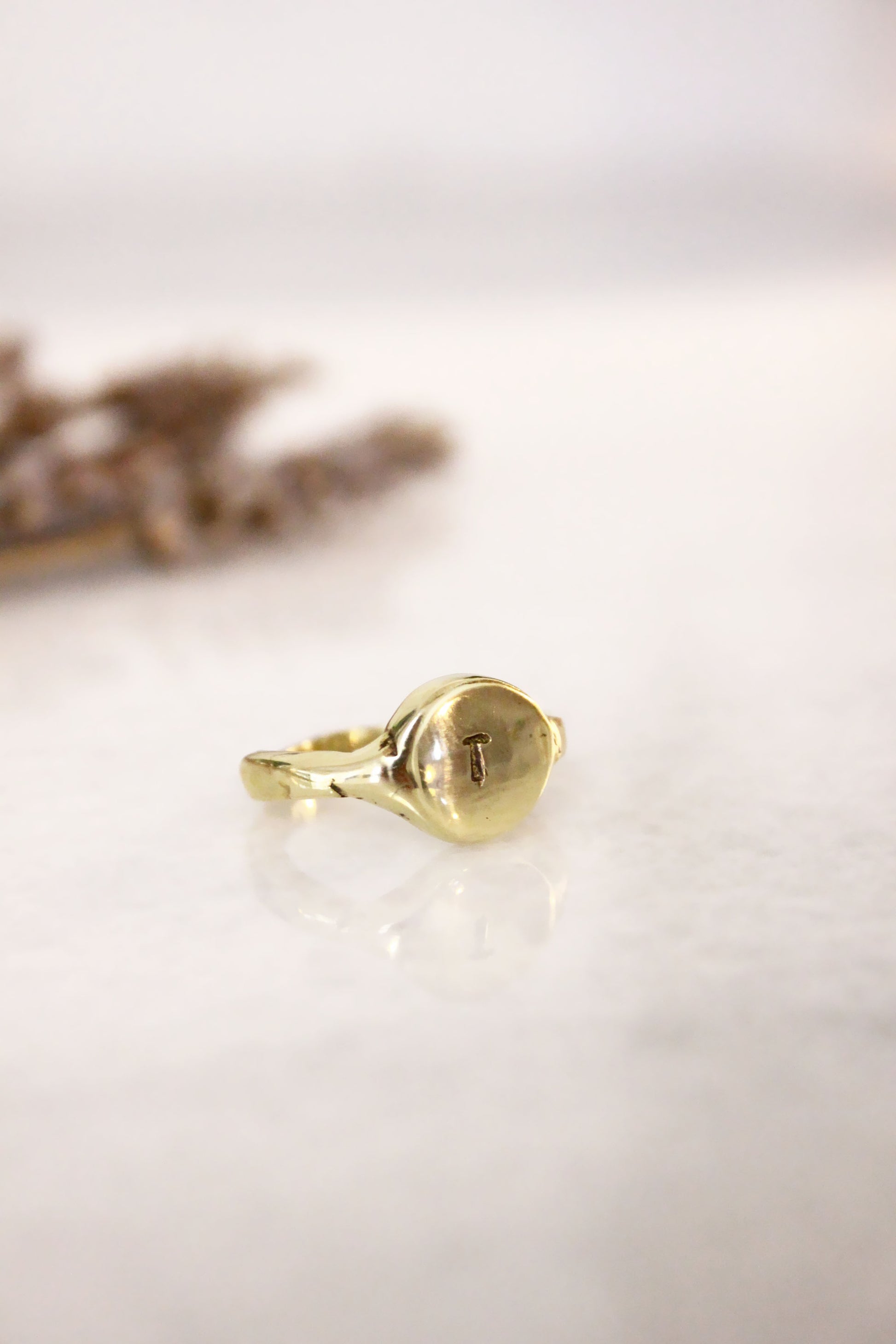 Gold personalized monogram letter ring