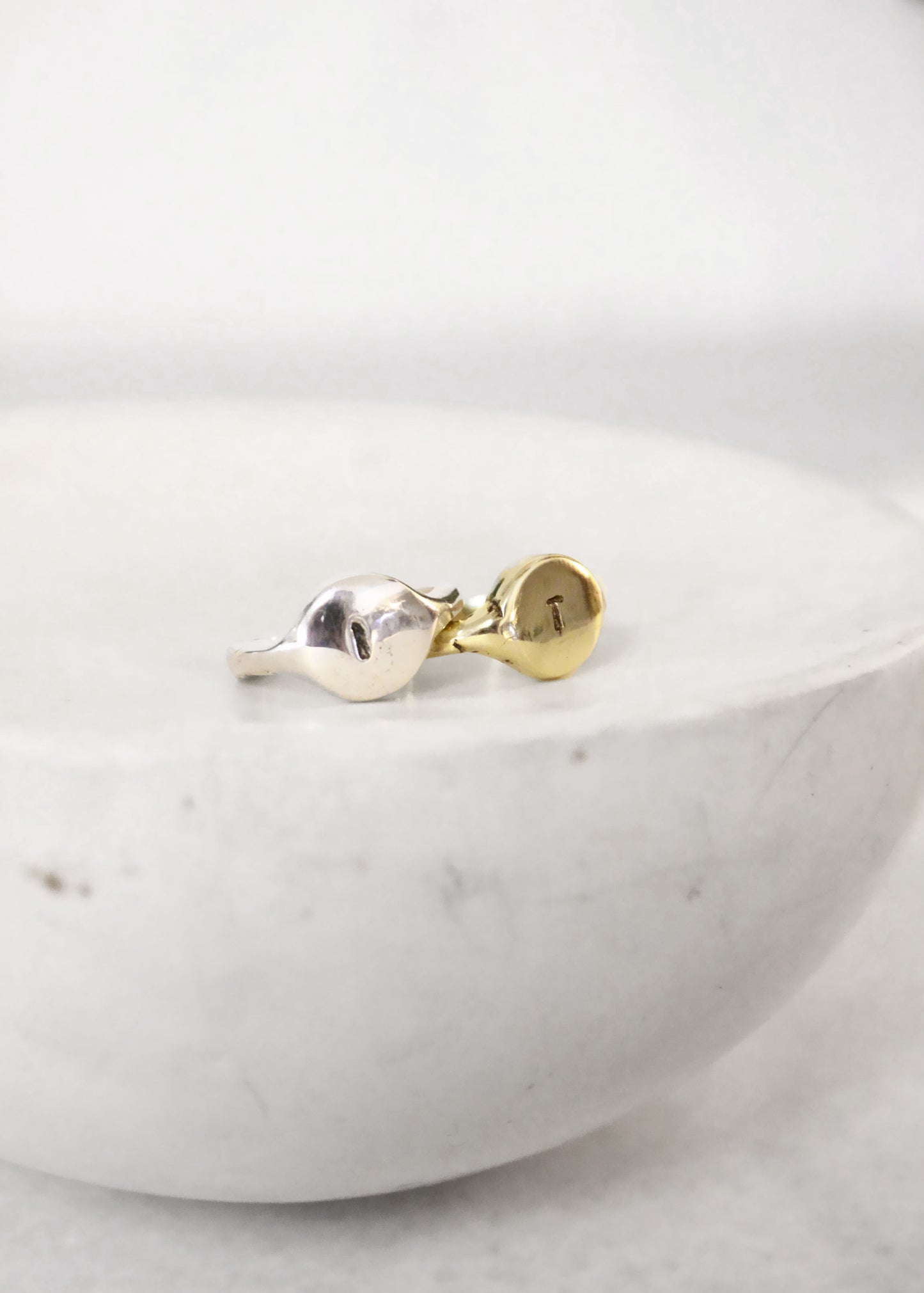 Gold and silverpersonalized monogram letter rings