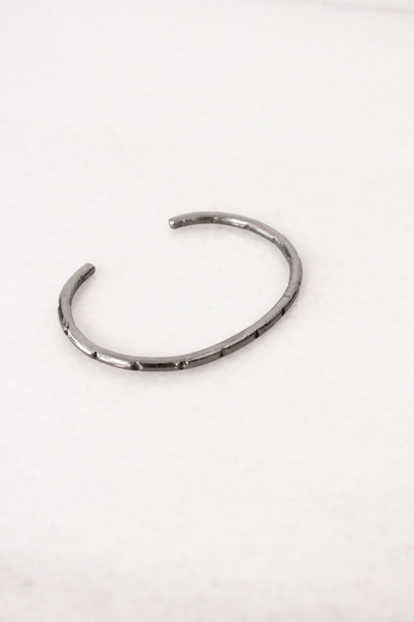 Silver black minimal bar cuff bracelet
