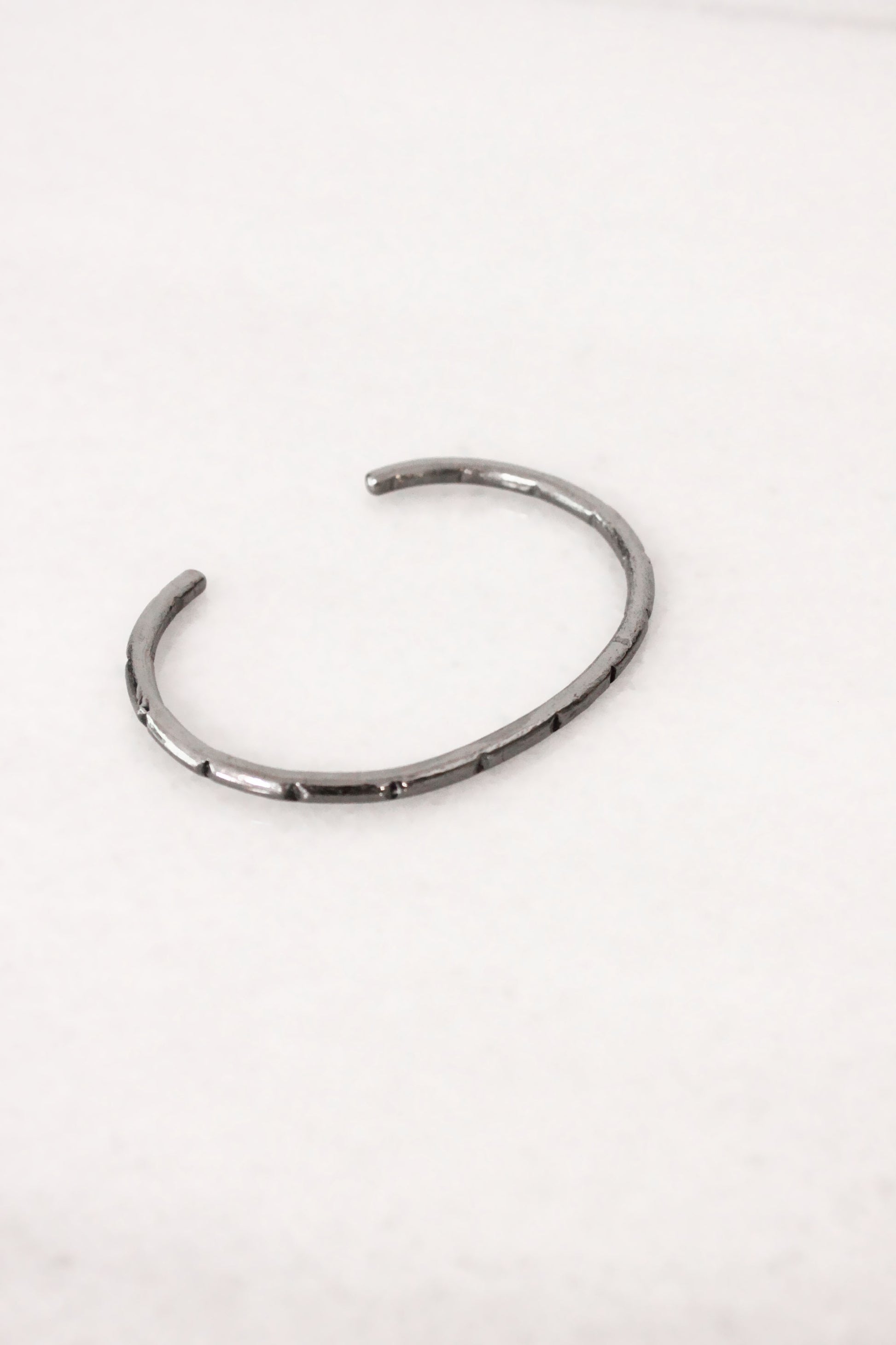Silver black minimal bar cuff bracelet