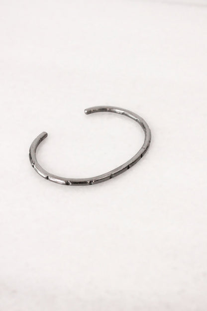 Silver black minimal bar cuff bracelet