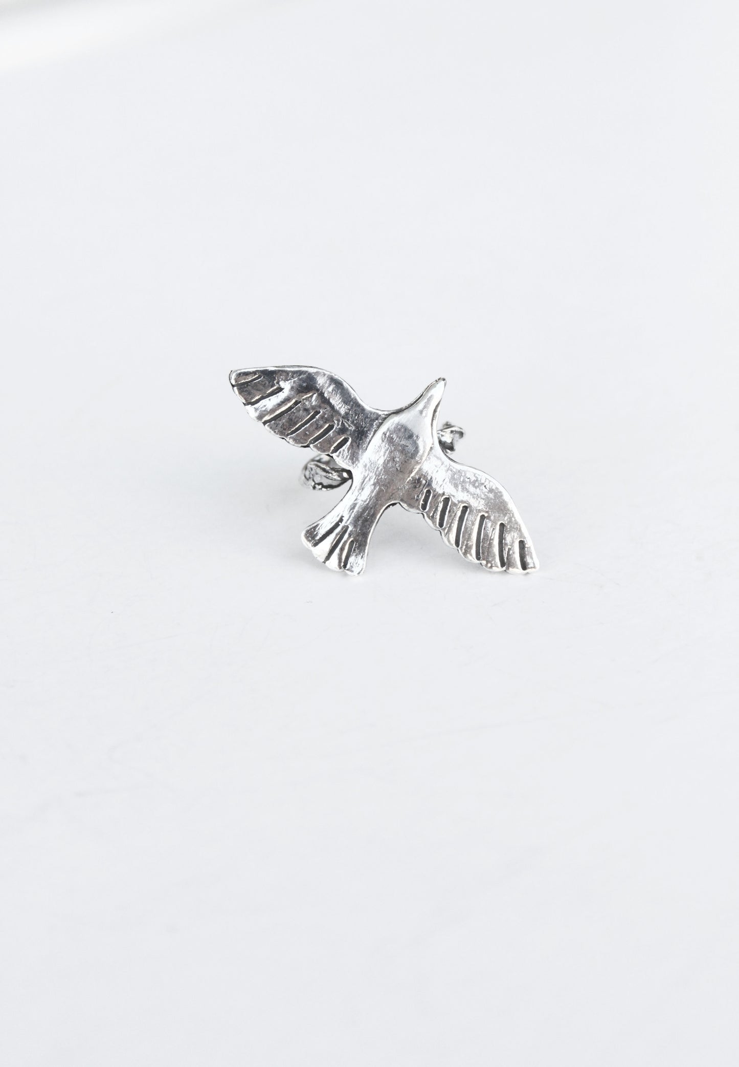 Silver bird-shape ring