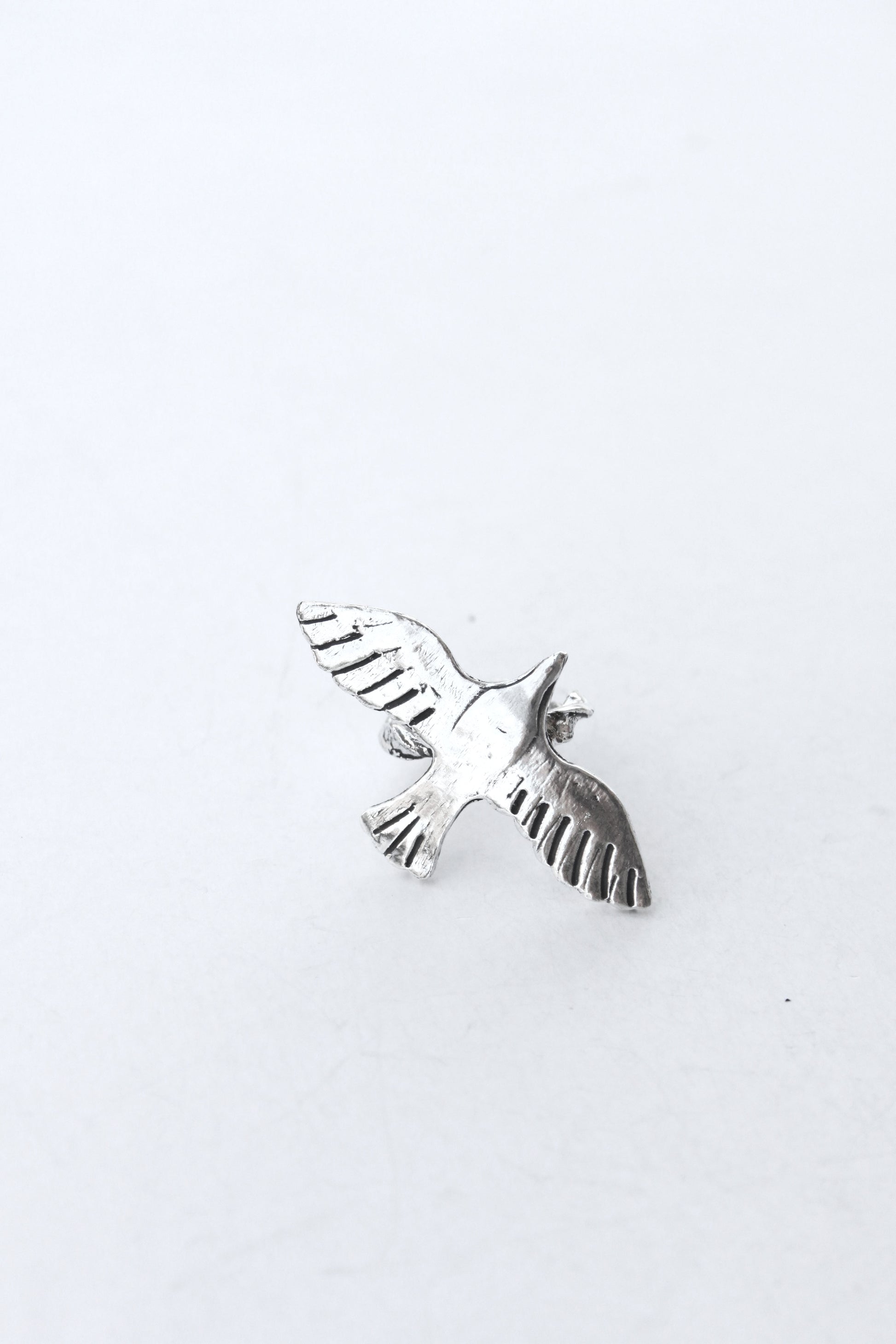 Sterling silver flying bird ring