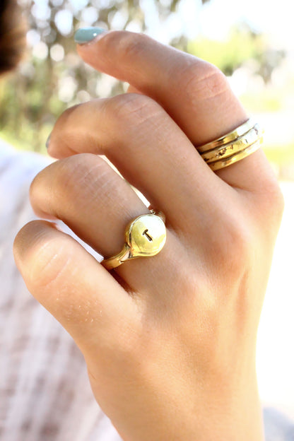 personalized monogram letter ring