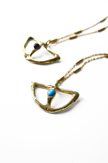 Gold necklaces with turquoise gemstone