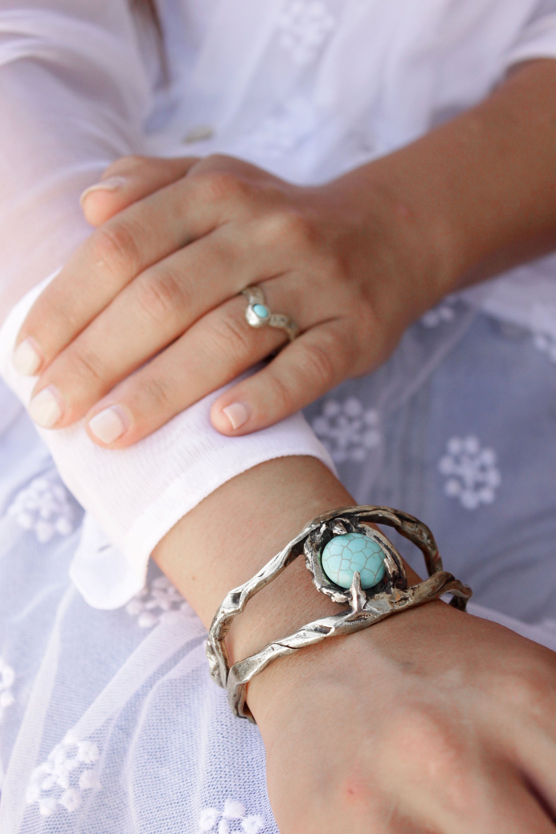silver bracelet with gemstone