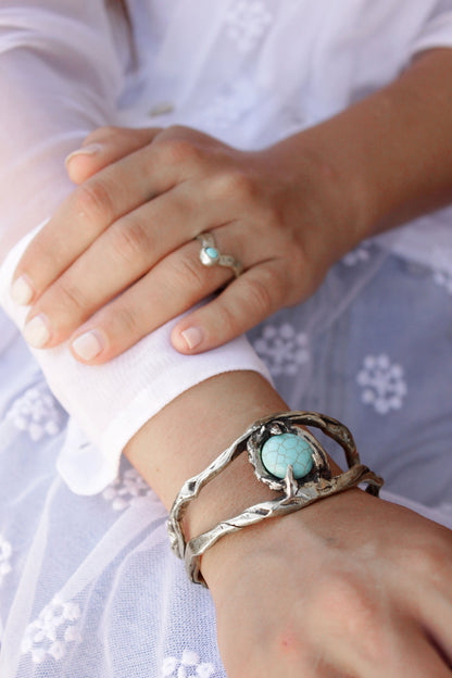 silver bracelet with gemstone