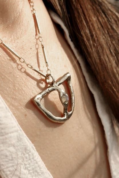 Silver necklace with a crystal moonstone