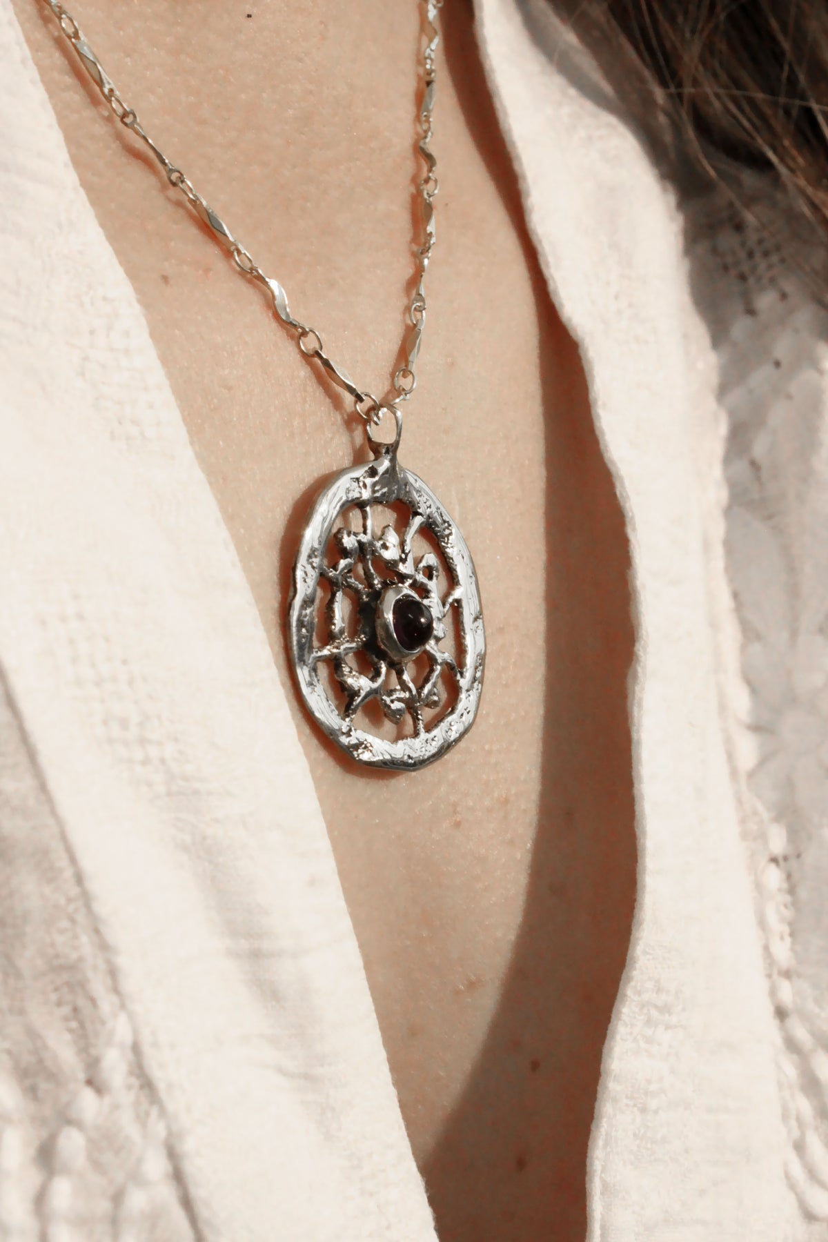 Medusa Crystal Necklace Silver
