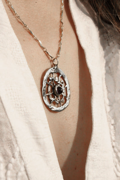 Medusa Crystal Necklace Silver