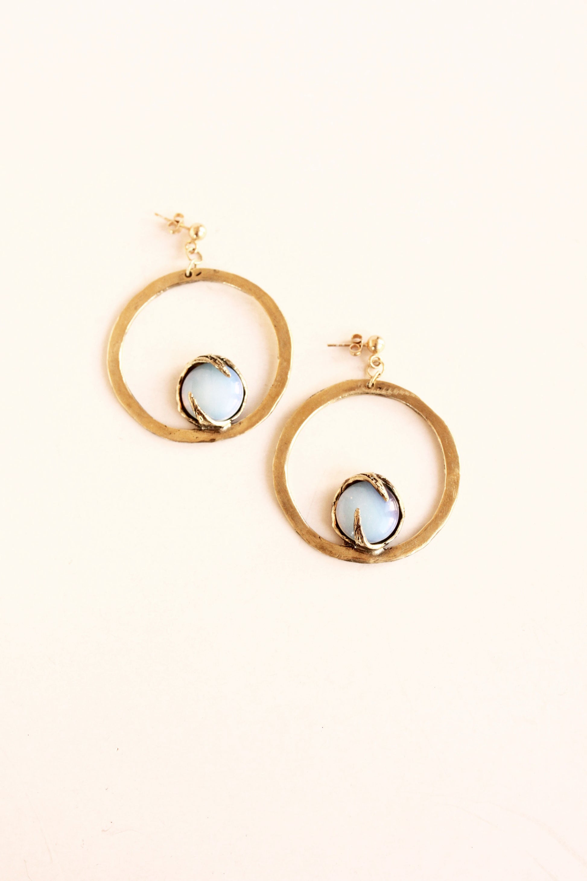 Statement circle earrings with opal crystals