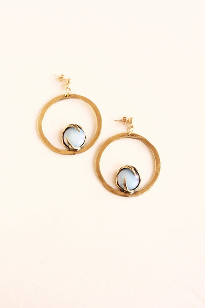 Statement circle earrings with opal crystals