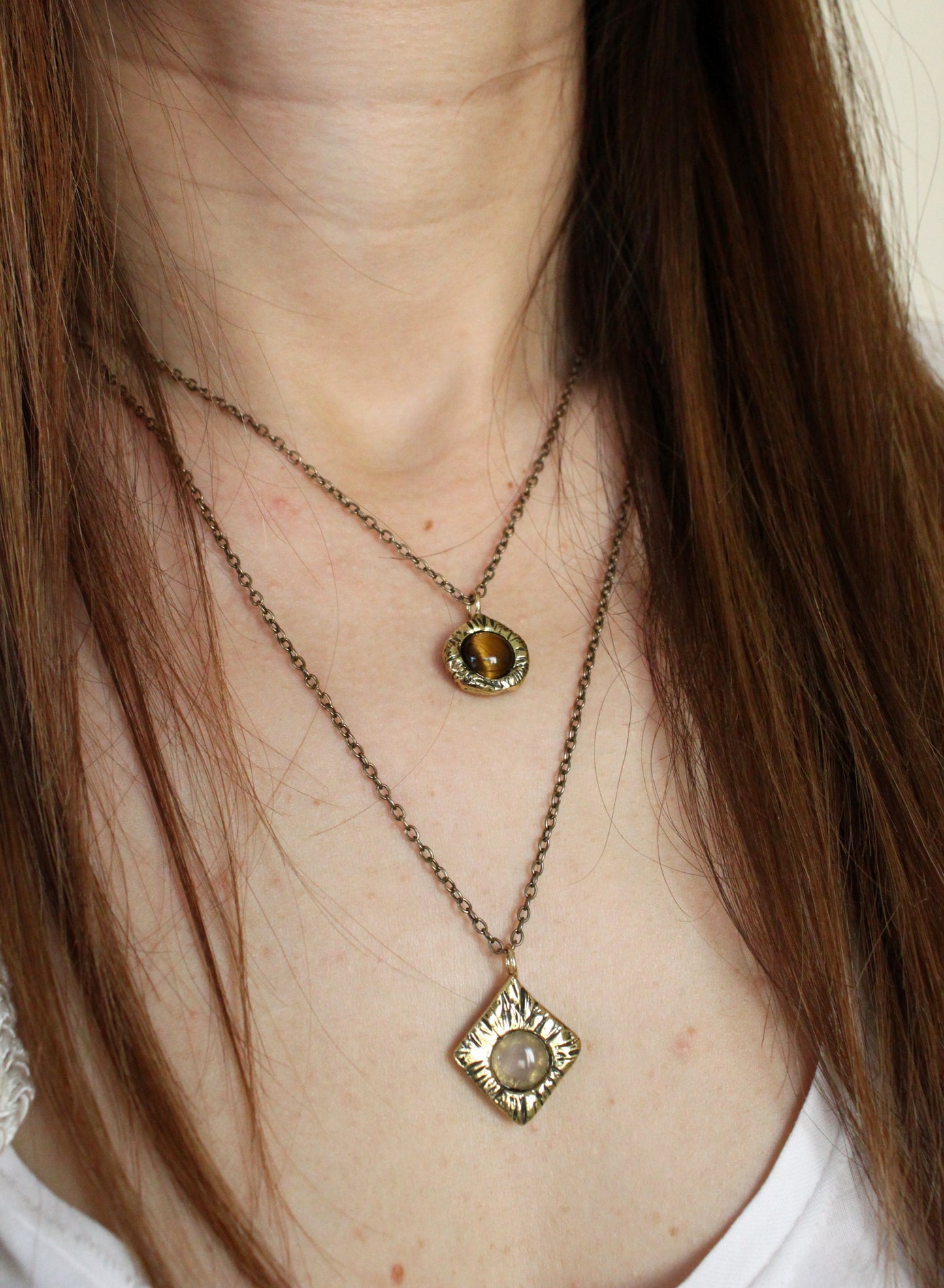 minimal necklaces with tiger eye