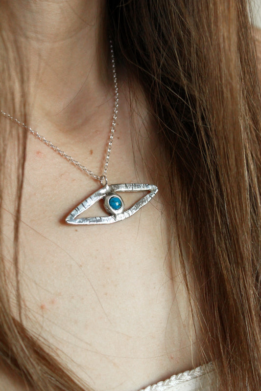 Eye Crystal Necklace Silver