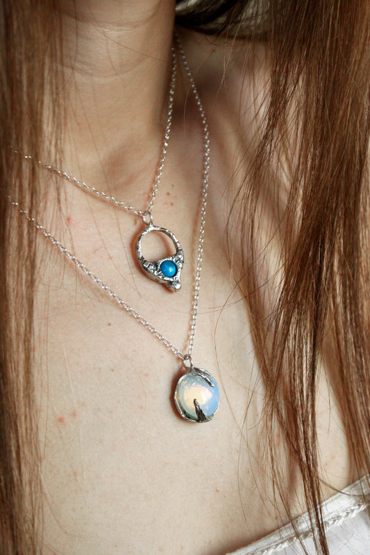 Cob Crystal Necklace Silver
