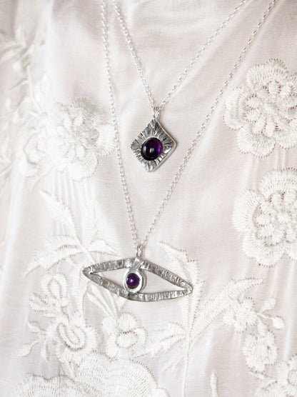 Silver minimal necklace amethyst
