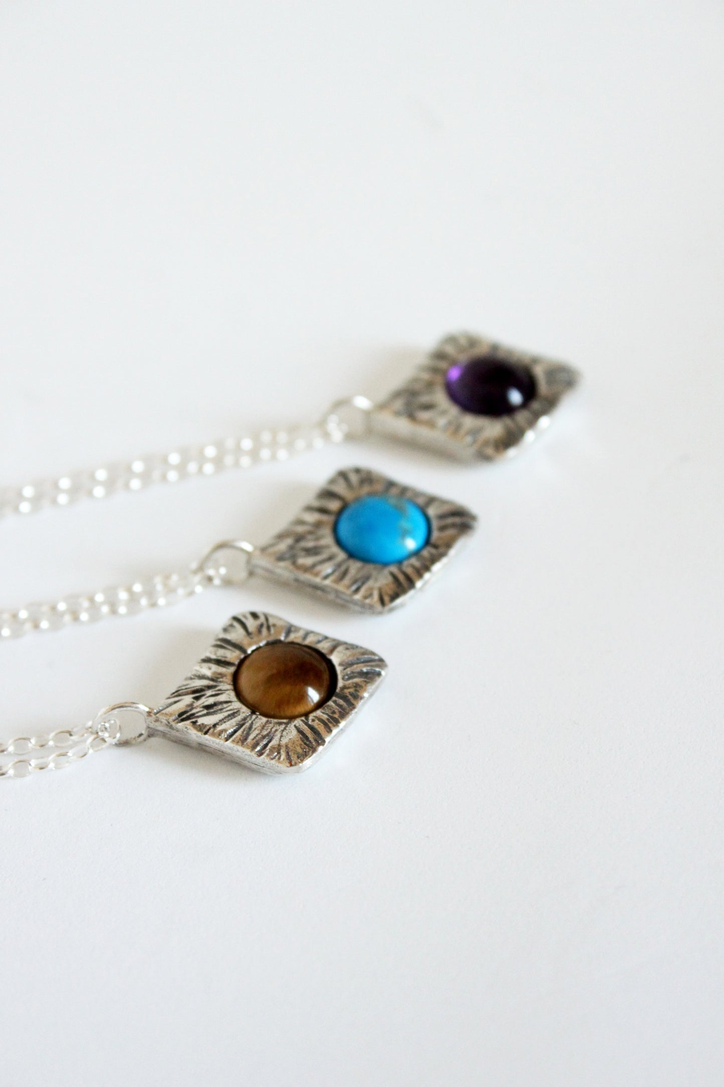 gemstones sterling silver rhombus necklace