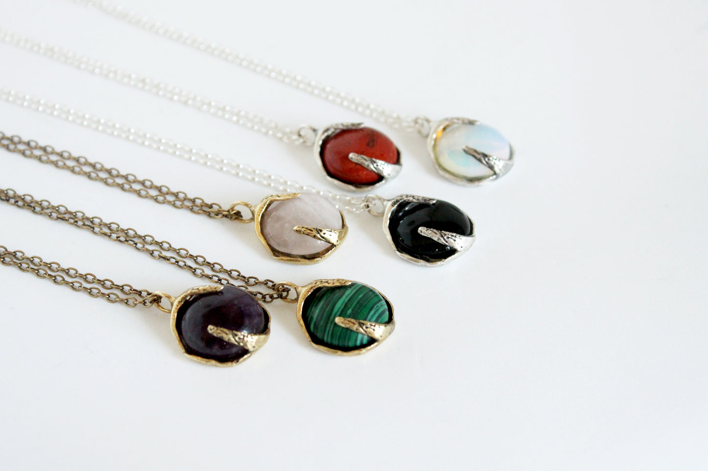 Stones necklaces in brass or sterling silver