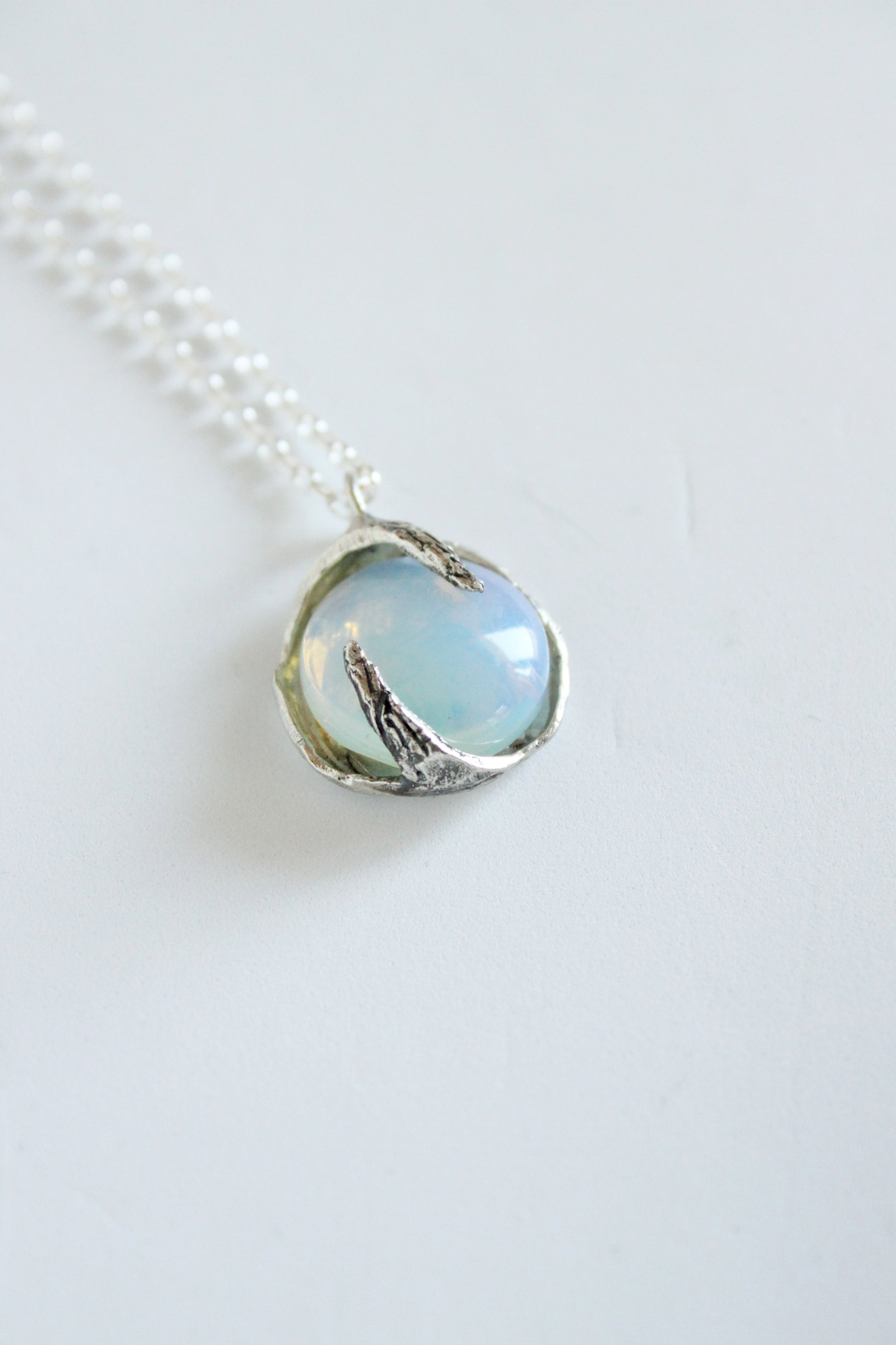 opal necklace sterling silver