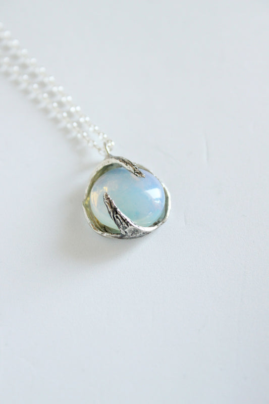 opal necklace sterling silver