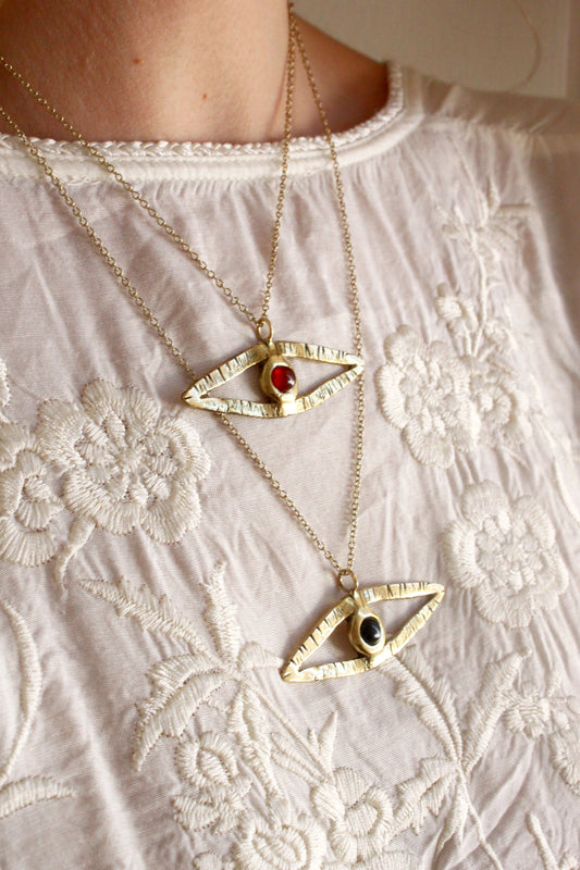 Eye Crystal Necklace Gold