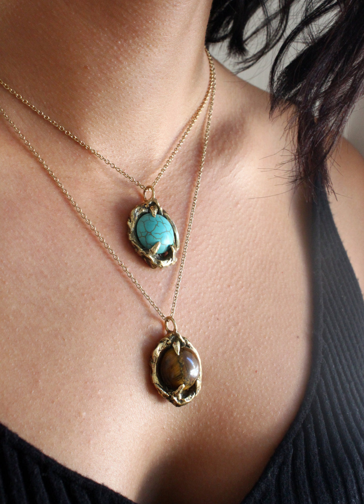 Μινιμαλιστικό Χρυσό Κολιέ Κύκλος με Αμέθυστο ή Λευκόλιθο