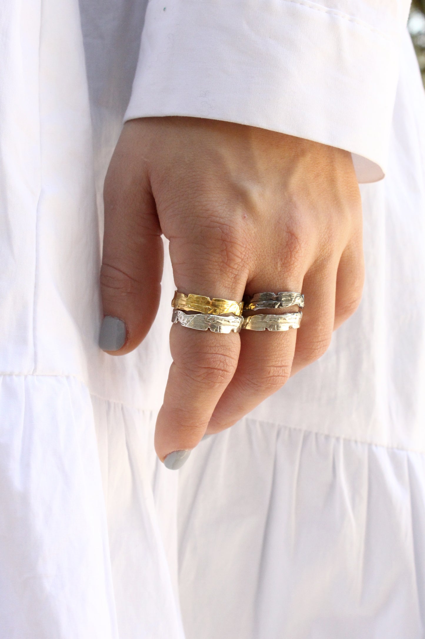 Stacking rings sterling silver, gold