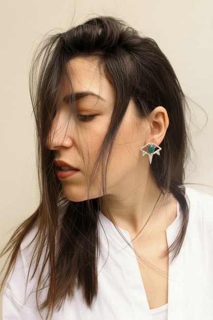 small eyes earrings with green onyx