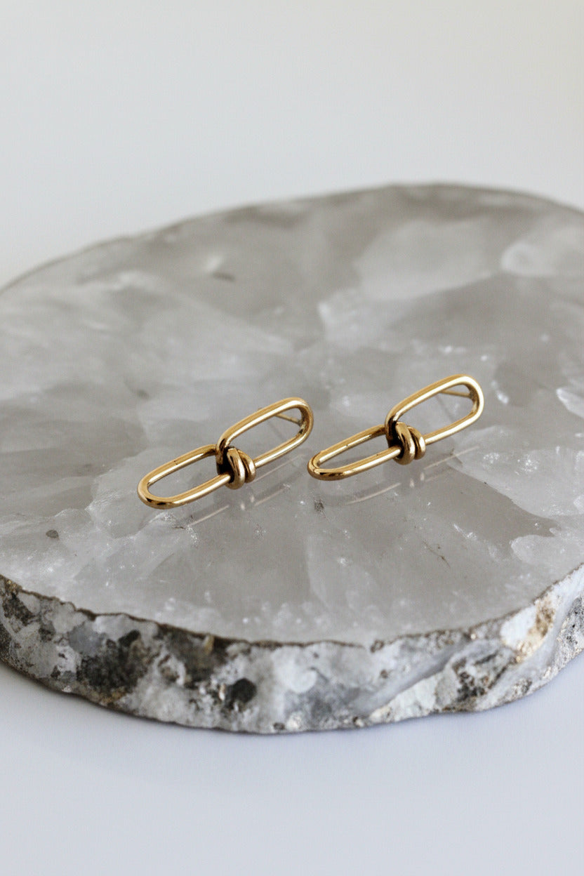 Gold chain link earrings 