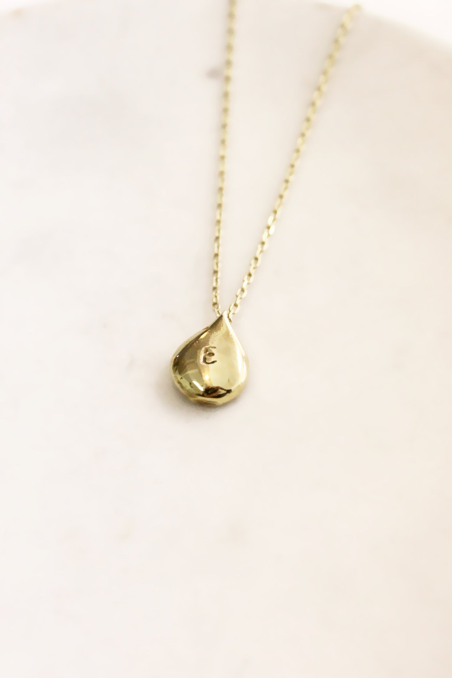 Gold teardrop pendant personalized initials monogram 