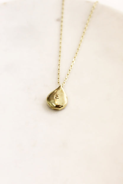 Gold teardrop pendant personalized initials monogram 