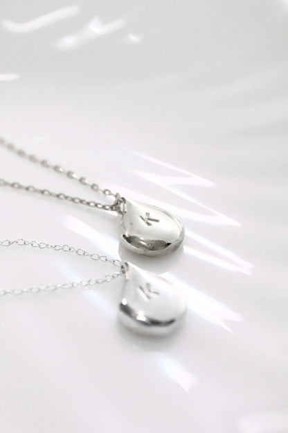 Two silver necklaces with personalized initials monogram 