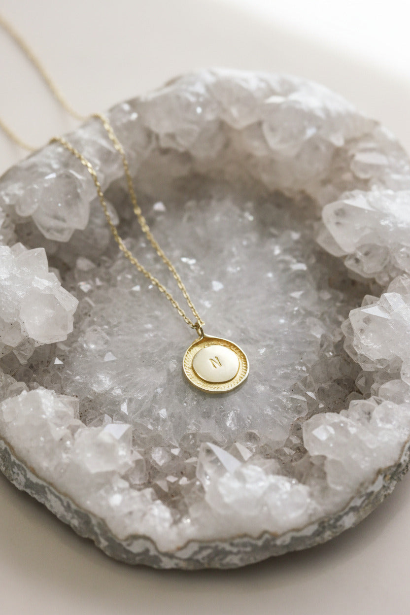 Gold personalized initials monogram necklace