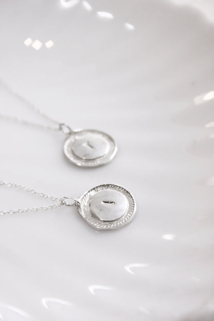 Two silver personalized initials monogram necklace
