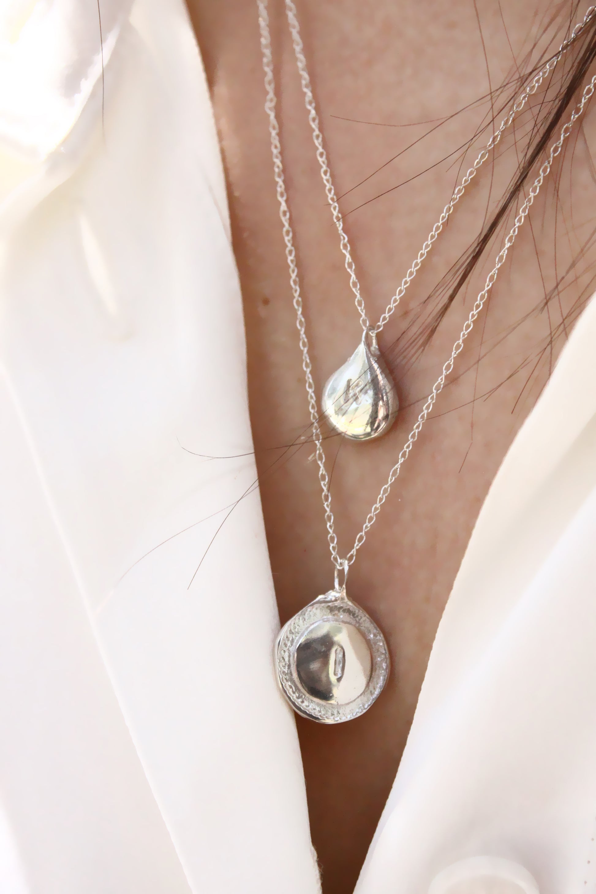 Silver personalized initials monogram necklace