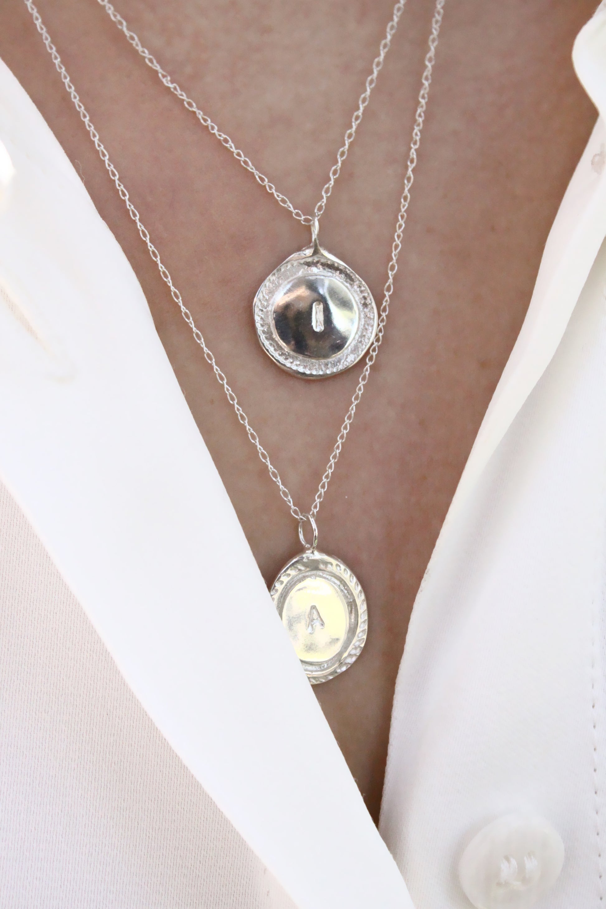 Silver personalized initials monogram necklaces 