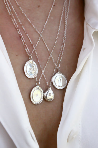 Silver necklaces with personalized initials monogram 