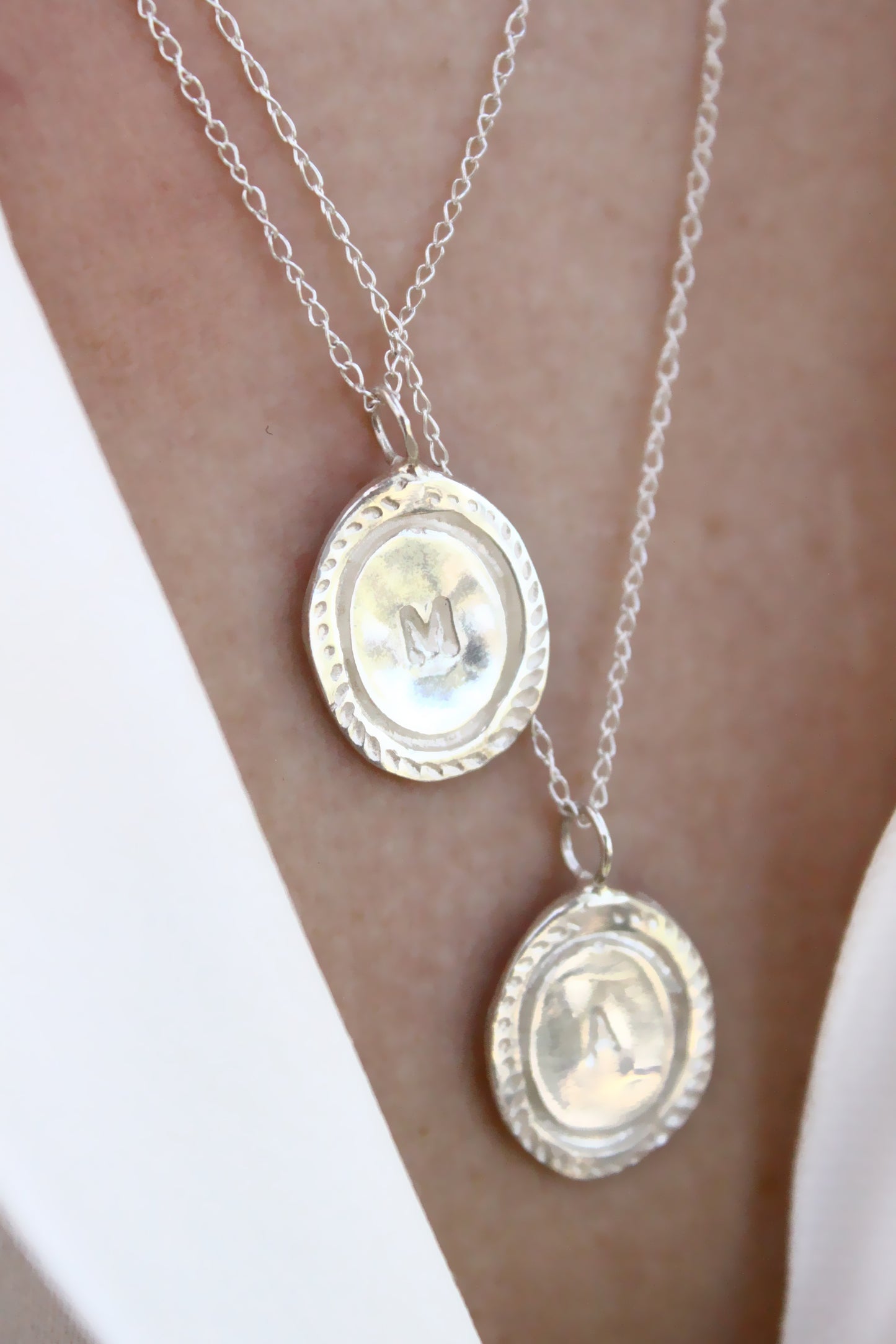 Silver personalized initials monogram necklace
